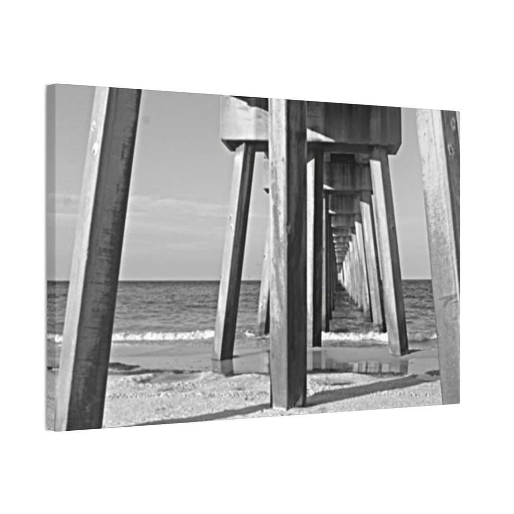 Pier Underboard Black & White Canvas Print