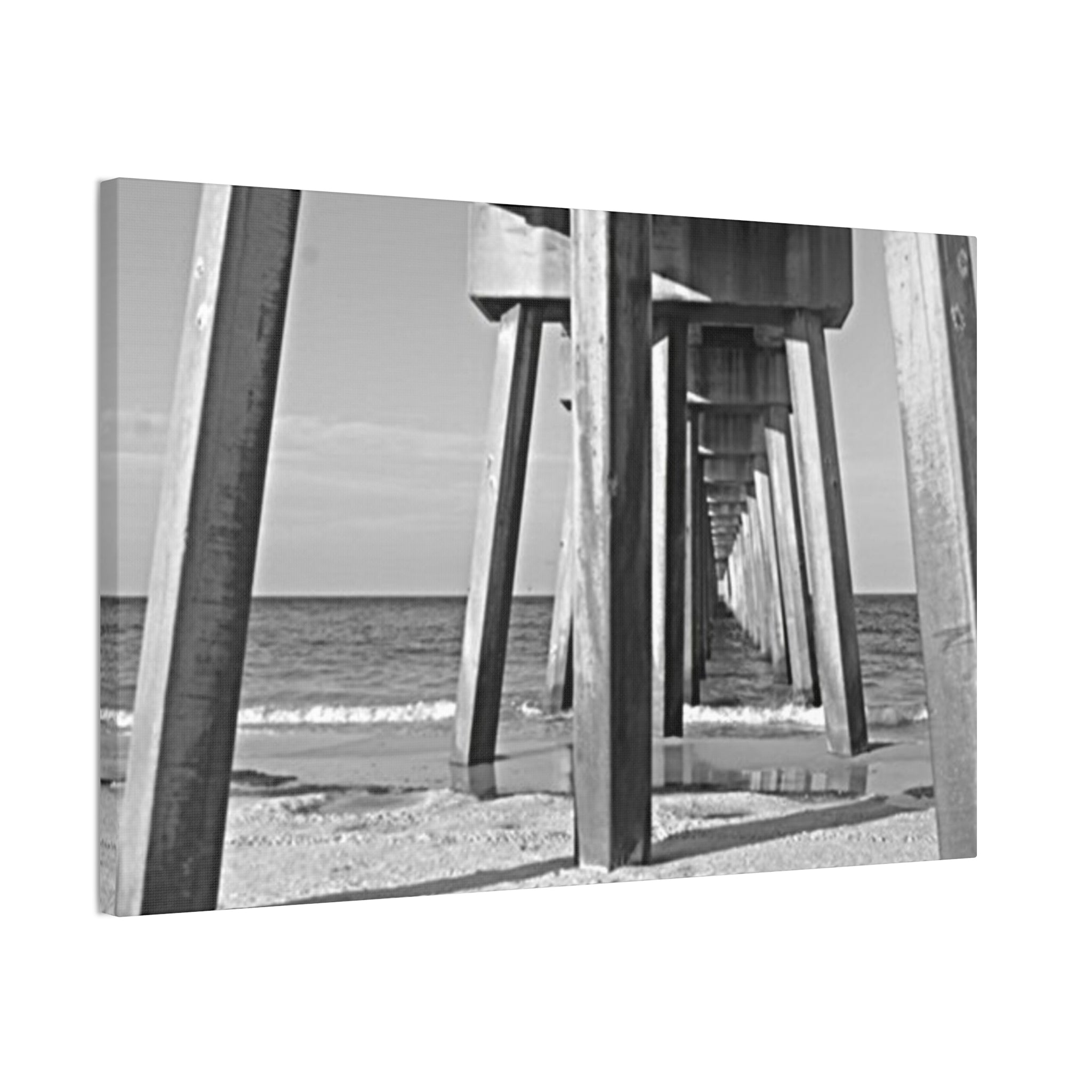 Pier Underboard Black & White Canvas Print
