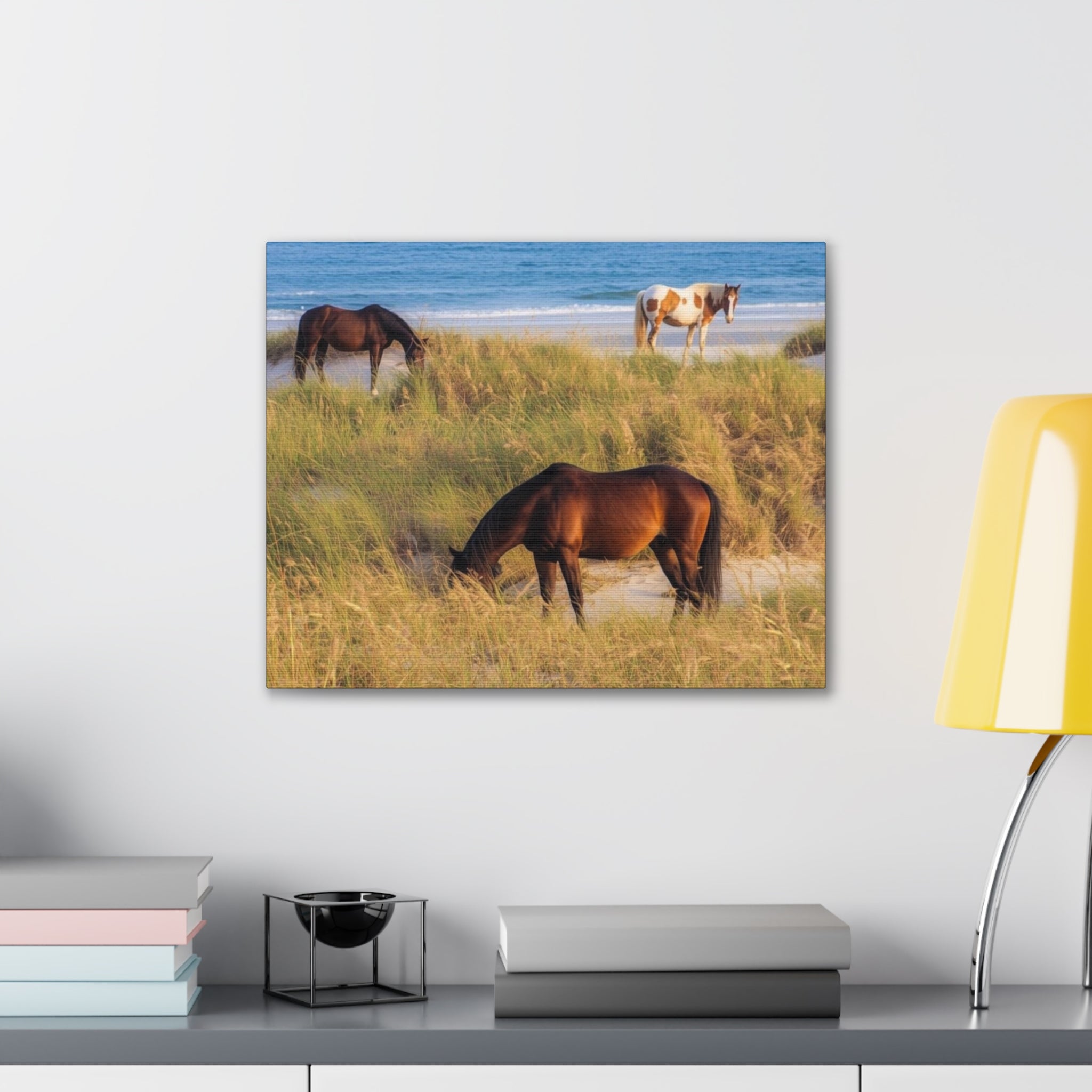 Wild Horses on Beach Canvas Print — Coastal Equine Wall Art