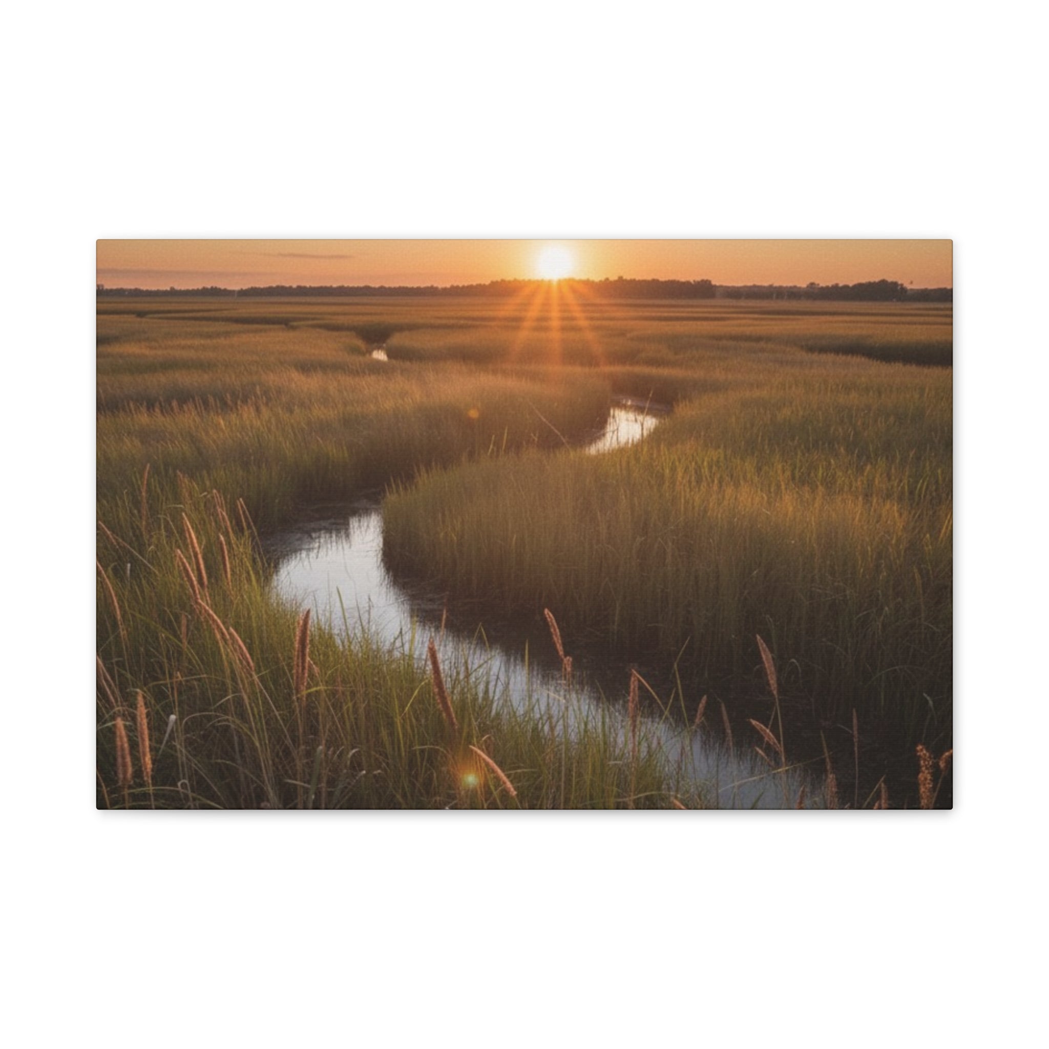 Sunset Marsh Canvas Print — Serene Coastal Landscape Wall Art
