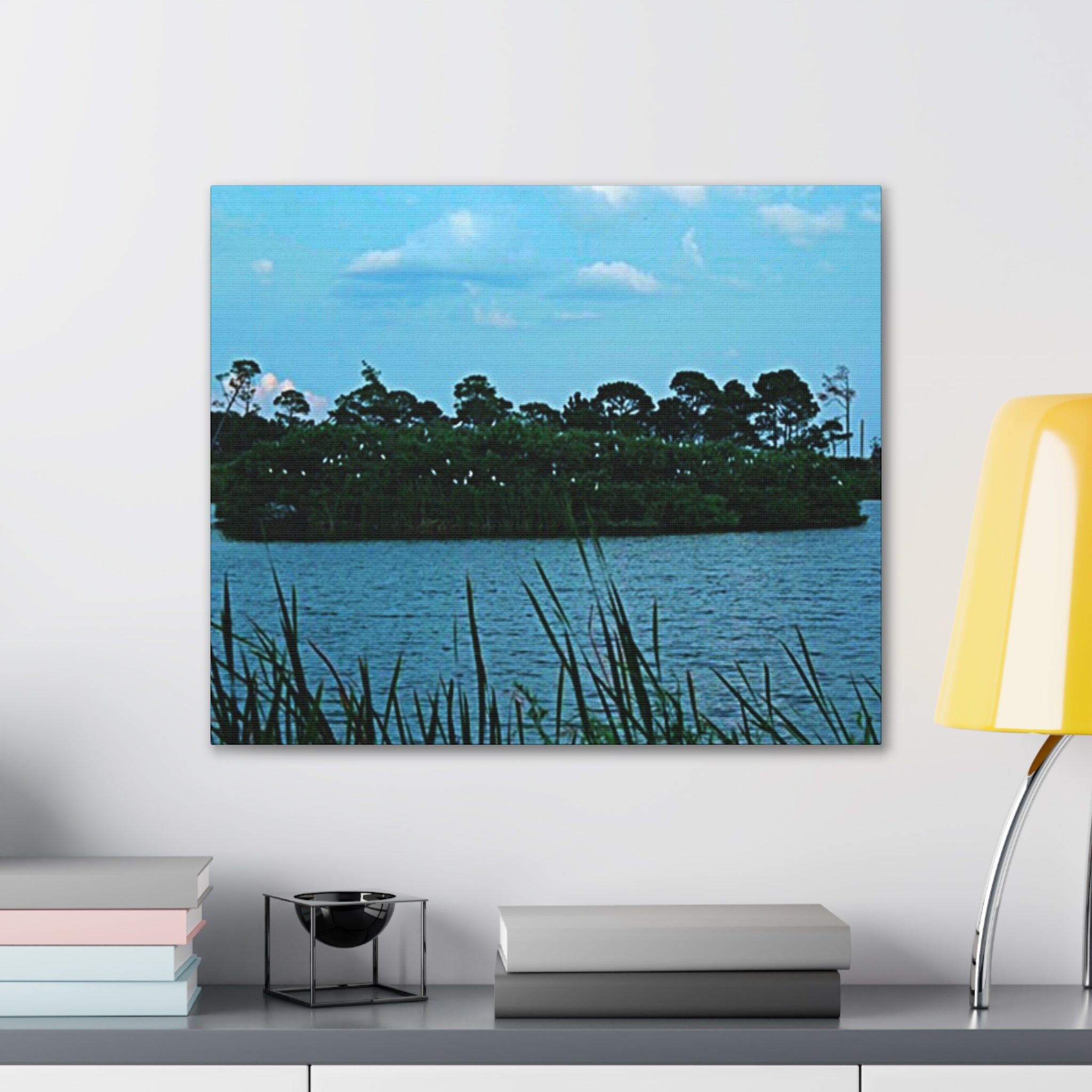 Seaside Marshscape Canvas Print — Tranquil Blue Wetland Wall Art