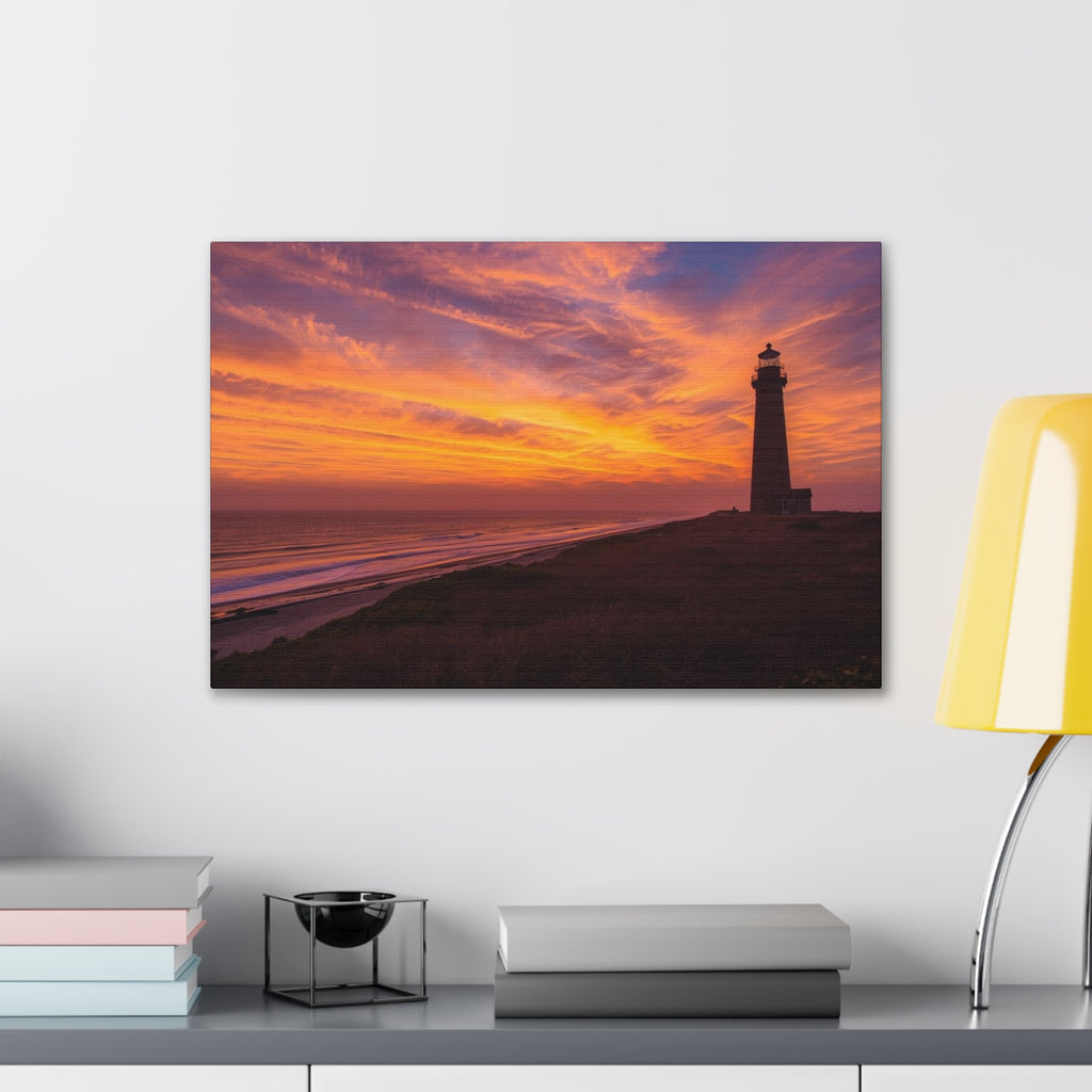 Sunset Lighthouse Canvas Print — Coastal Wall Art
