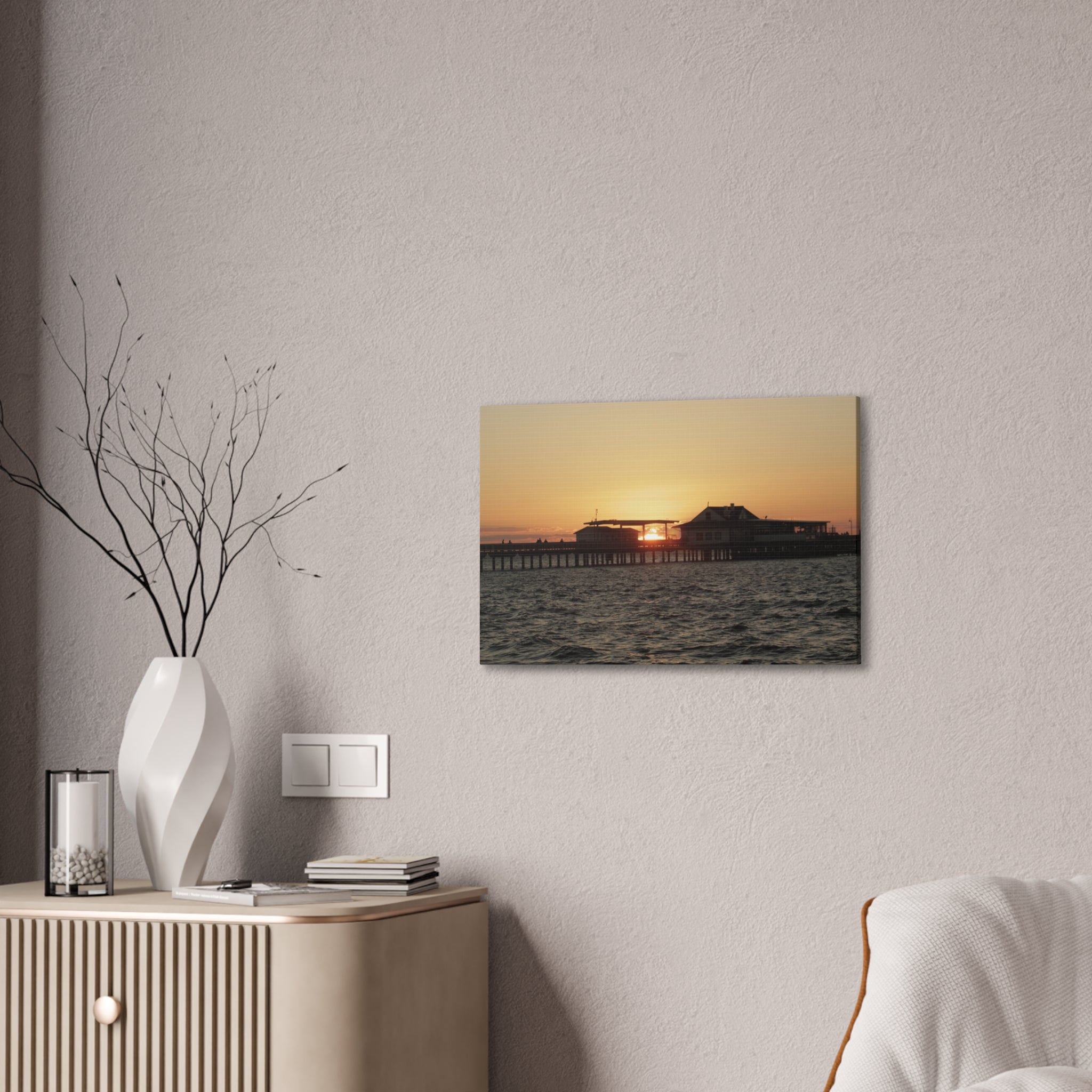 Sunset Pier Canvas Print — Coastal Wall Art
