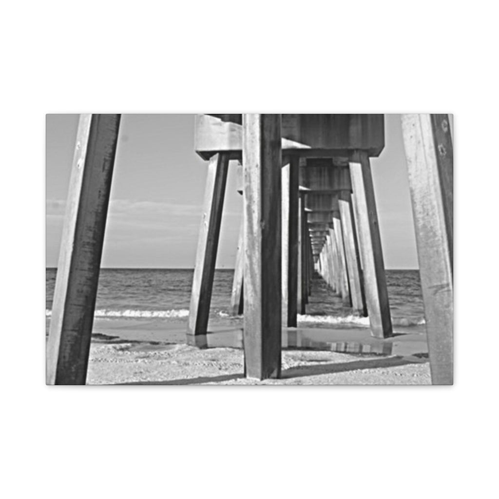 Pier Underboard Black & White Canvas Print