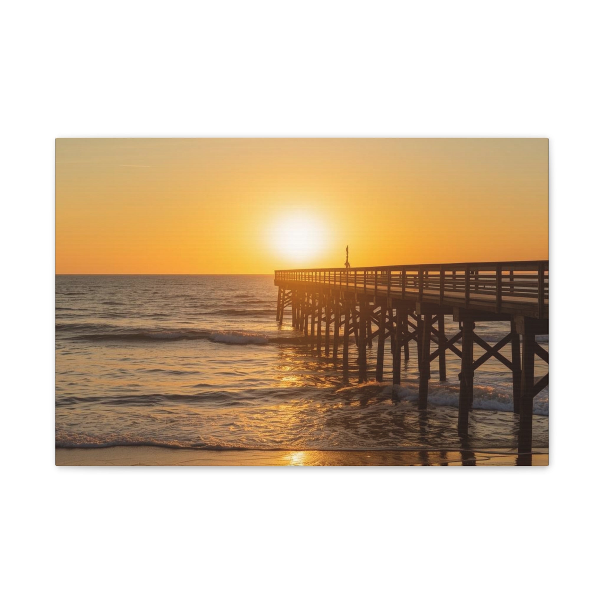 Sunset Pier Canvas Wall Art - Stretched 0.75"